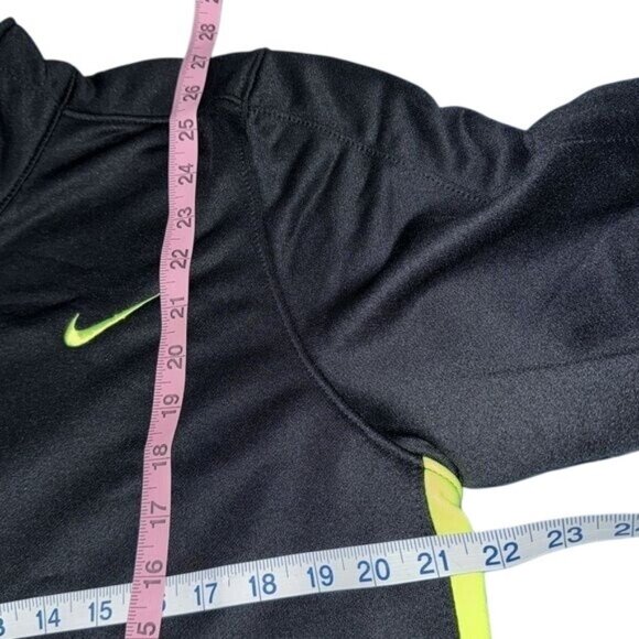 Nike Dri-Fit Black & Neon Yellow Full-Zip Jacket L Unisex 100% Polyester Lightwe - Picture 9 of 9